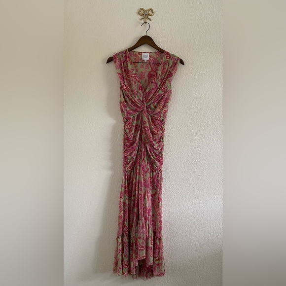 Misa Los Angeles Dresses & Skirts - MISA LA Ava Paisley Print Stretch Maxi Dress V-Neck Tulle Size XS